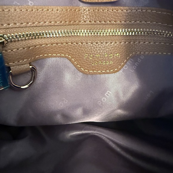 Pom Pom London Lambeth Leather Convertible Bucket Bag Maple Brown - Picture 8 of 16